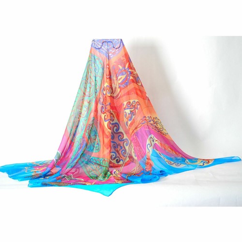 Bufanda Bandana Cabeza Chal Seda Tacto 54"" Grande Cuadrado Verano Exótico - Imagen 5 de 6