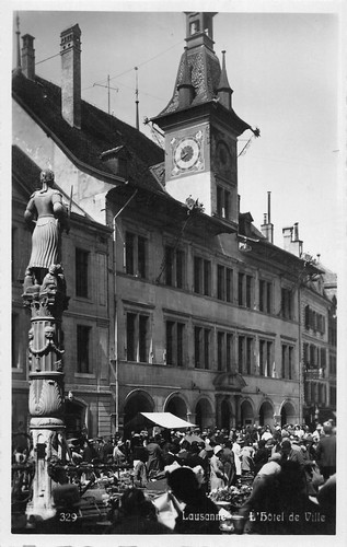 B23934 Lausanne Hotel de Ville Belle Animation  real photo switzerland - Picture 1 of 2