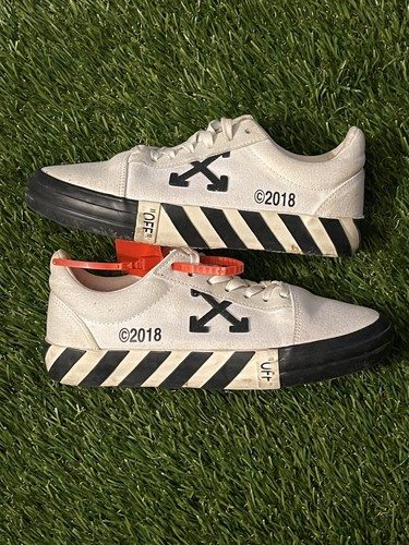 White Black Off White Vulcan Low Sneakers Used Women Size 38 us 5 - Picture 2 of 6