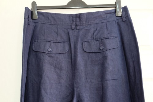 Ex M&S Pure Linen WIDE LEG High Waist PLEATED Trousers with Pockets - Picture 18 of 19
