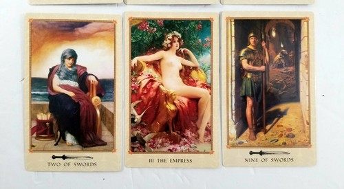 6 carte dai Tarocchi di Delfi di J. D. Hildegard Hinkel molto rare belle arti set 3 - Foto 3 di 5