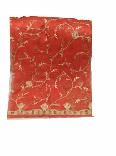 Om Vintage Indian Wedding Chiffon Hand Beaded Red Lehenga Blouse Dupatta LP3 - Picture 9 of 9
