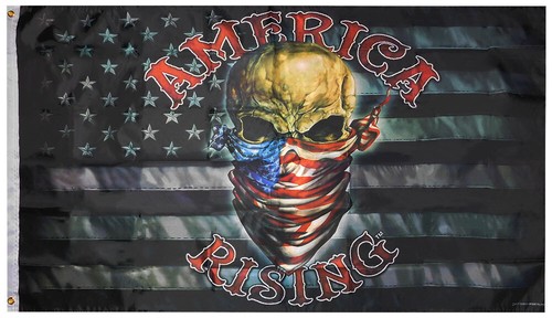 Amerika steigt schwarz & grau amerikanische Flagge 3' x 5' Flagge mit Ösen 100D Stoff - Bild 2 von 5