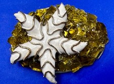 Starfish Nautical Theme White Enameled on Gold Color Textured Metal Belt Buckle