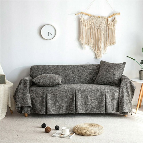 1/2/3/4 Seater Solid Cotton Blend Chair or Sofa Protector Slipcover Couch Cover - Picture 36 of 82