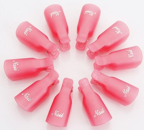 10PCS Pink Plastic Reusable Nail Art Gel Polish Remover Removal Caps Nail Soak - Picture 5 of 5
