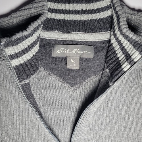 Eddie Bauer Herren grau 1/4 Reißverschluss Langarm Pullover Sweater Größe XL - Bild 4 von 13