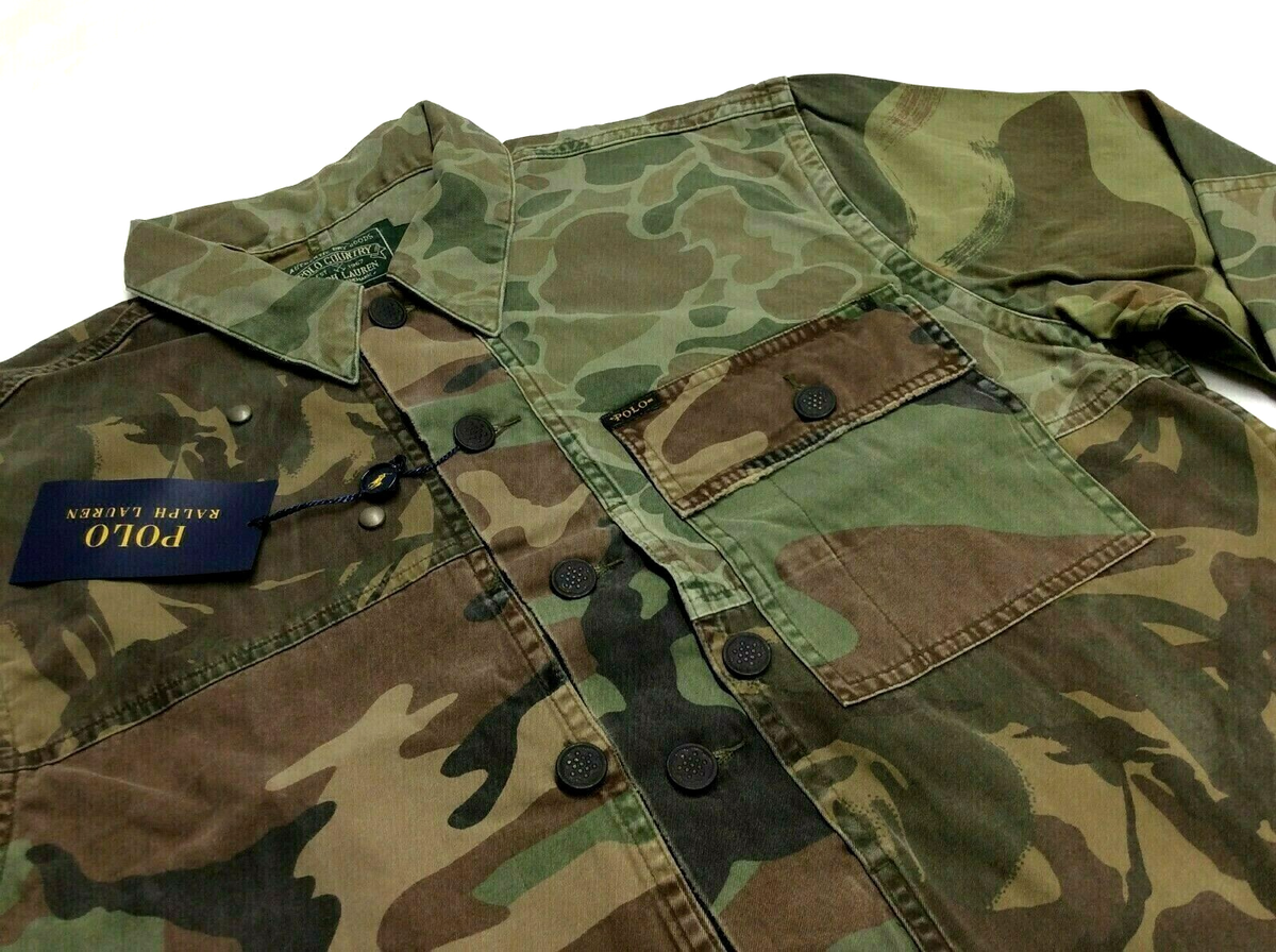 Polo Ralph Lauren Patchwork Military Army Camo Distressed Fatigue