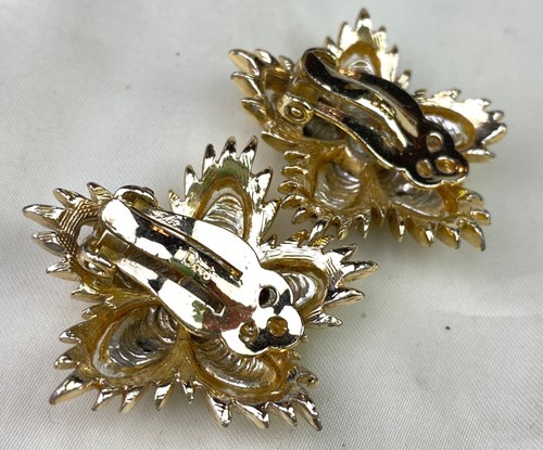DORE Set Starfish Clip Earrings Pin Brooch Vintage Gold Tone RARE - Picture 5 of 8
