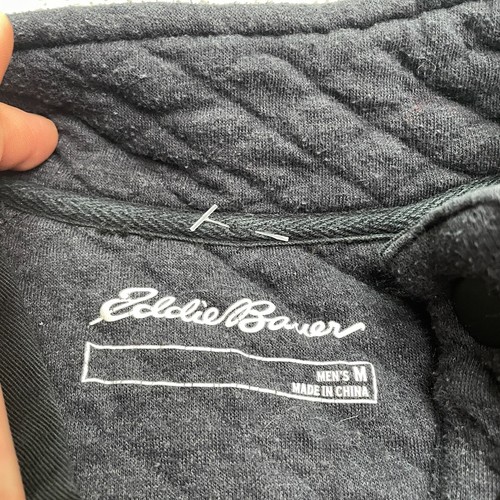 Eddie Bauer Stepppullover 1/4 Druckknopfleiste Herren dunkelgrau Taschen Outdoor - Bild 5 von 11