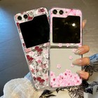 Pink Flower Phone Case For Samsung Galaxy Z Flip7 5 6 4 3 Shockproof Clear Cover