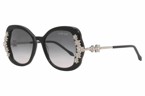 Caviar Sunglasses 4897 C24 Black Frame/ Grey Lens Clear Crystal Authentic Italy