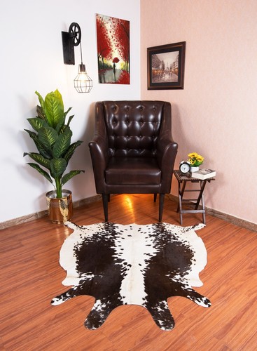 Alfombra de cuero de vaca 100 % nueva alfombra pequeña de 4x4 pies alfombra de piel de vaca blanca y negra con estampado de vaca - Imagen 8 de 20