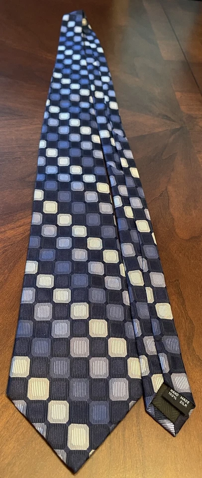 Corbata Preswick & Moore azul gris hecha a mano 100 % seda para hombre hecha en China Foto 3 de 4