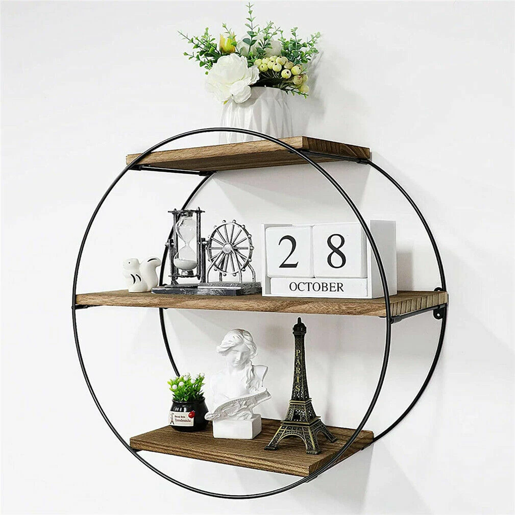Industrial Large Round Wall Mounted Shelves Strong Floating