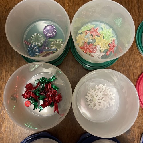 Sterilite 20-Ornament Storage Container Red, W/ 20 Plastic Cups & Misc Crafts - Picture 7 of 24