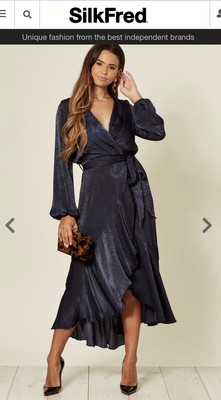 silkfred navy wrap dress