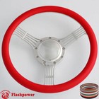 14" Banjo Billet Steering Wheels Red Half Wrap GMC GTO Cherokee Jeep w/ Horn
