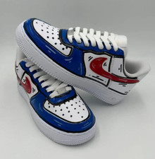 Air Force 1 Custom Shoes USA Patriot Red White Blue Cartoon Graffiti Street Art