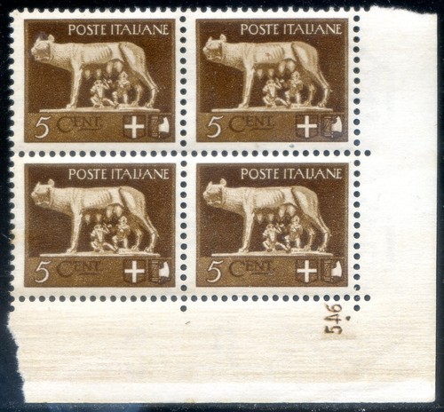 Regno d'Italia 1929 Imperiale n. 243 ** quartina angolo di foglio numero (mr029) - Imagen 1 de 2