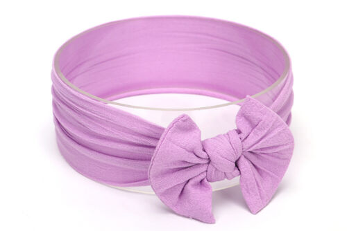Baby Girls Bow Bun Turban Headband Hair band Head Wrap Cute Kids Plain Stretch - Picture 13 of 64