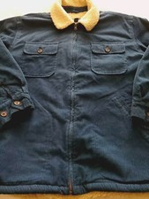 Vintage 90s Y2K J. Crew Navy Blue Corduroy Sherpa Lined Chore Casual Jkt XL