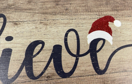 NUOVO Casale Natale Credere Babbo Natale Cappelli Legno Insegna Appendere a Parete Libera Installazione 16" - Foto 8 di 8