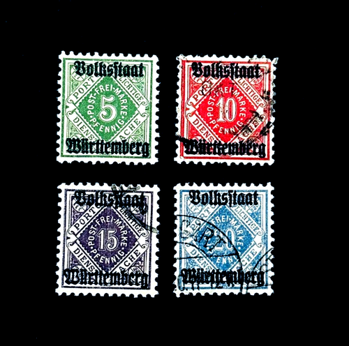 Germany WURTTEMBERG Stamp Lot - 1919 Official Volksstaat Overprint Used MNG r85