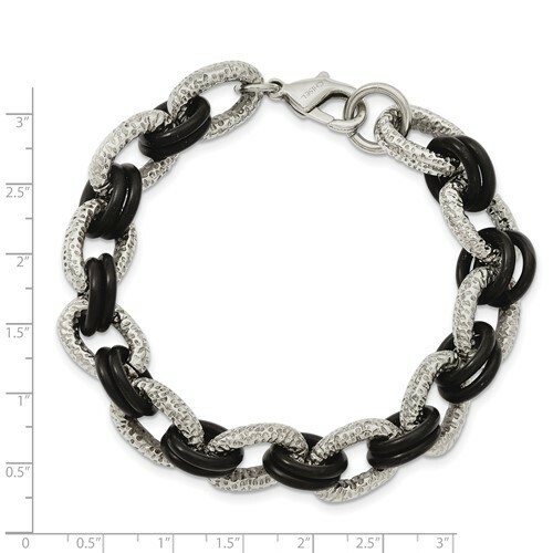 *BRAND NEW* Chisel Stainless Steel with Black Rubber Men's Bracelet SRB904-9 - Picture 4 of 4