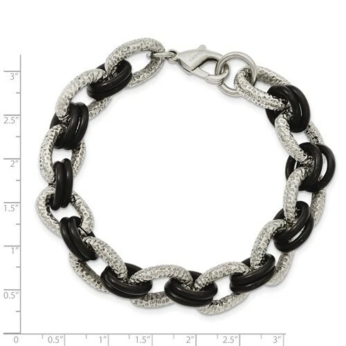 *NUEVO* Cincel de acero inoxidable con pulsera de goma negra para hombre SRB904-9 Foto 4 de 4
