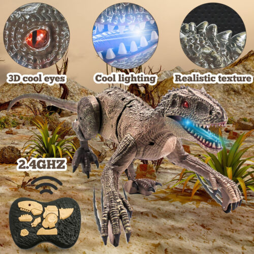 Dinosaurier Spielzeug Ferngesteuertes Kinder RC Velociraptor Dino mit LED Sound - Bild 5 von 12