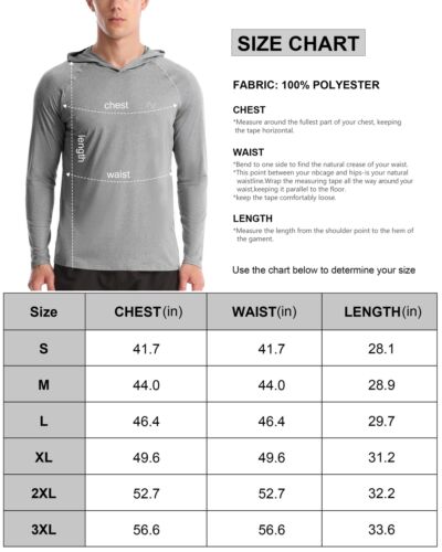 Mens UPF 50+ Fishing Shirts Long Sleeve Sun Protection Hoodie UV Rash Guard S... - Picture 6 of 7