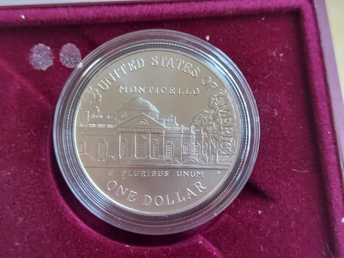 1993 Thomas Jefferson 250th Anniversary Proof 90% Silver Dollar Coin OGP & COA - Picture 3 of 5
