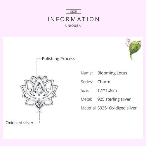 Voroco European .925 Sterling silver Charms Bead Blooming Lotus Fit Bracelets - Picture 7 of 12