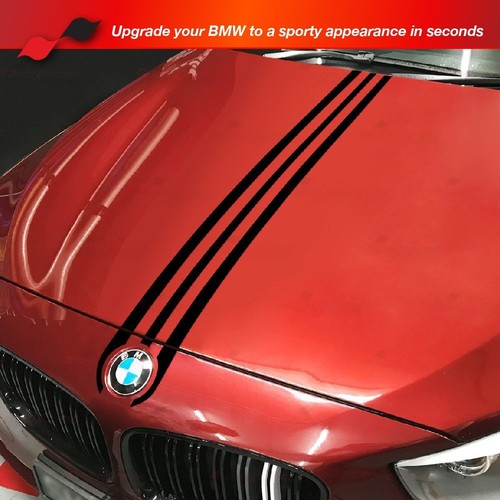 GLOSS BLACK Performance Rally Stripes Hood BONNET Decal Vinyl Stickers for BMW - Picture 9 of 10