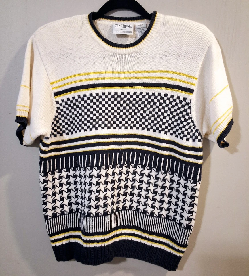 Vintage 1990s The Villager Nautical Star Pattern Sweater Old Money Petite Large - Image 2 of 4