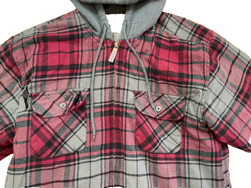 Moose Creek Plaid Flannel Jacket Sherpa Lined Hooded Mens Small - Picture 3 of 6