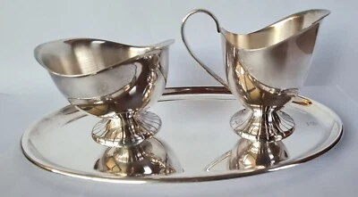 Silver Plated 3 Piece Set Tray, Sugar Bowl & Creamer - Herman Hooijkaas HH 90 - image 1 of 4