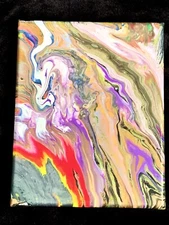 abstract original 8.5” x 10.5” acrylic paint pour paintings signed