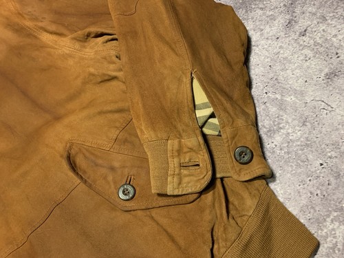 Burberrys Vintage Mens Leather Suede Brown Button Down Nova Check Bomber Jacket - Picture 14 of 24