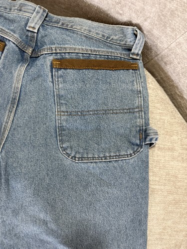 Pantalones de mezclilla Wrangler Riggs ropa de trabajo para hombre 33x32 azul claro carpintero Durashield 3W020VI - Imagen 13 de 14
