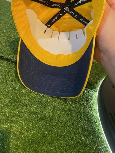 Michigan Wolverines hat cap strap back yellow jordan football jumpman mens - Picture 7 of 8