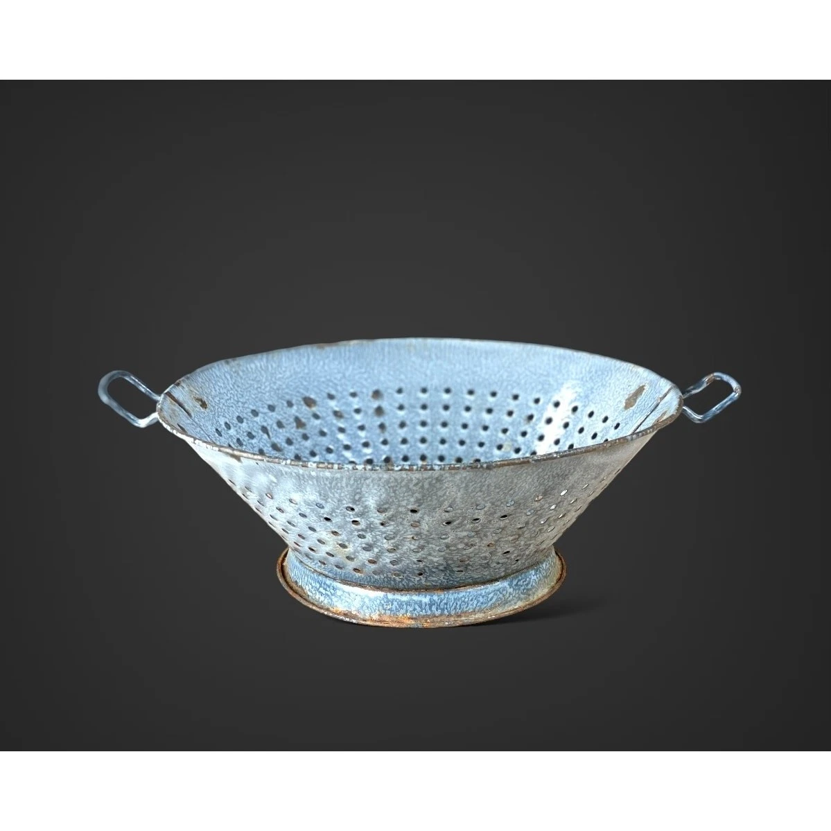 Vintage Graniteware Colander with Handles Enamelware Farmhouse Decor Fruit Bowl