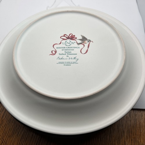 Lenox Winter Greetings Everyday Tartan Titmouse 10 3/4” Dinner Plates Set Of 3 - Picture 8 of 8