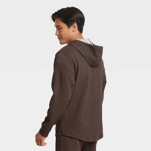 All In Motion Men's Textured Fleece Hoodie Brown Size M - Bild 4 von 5