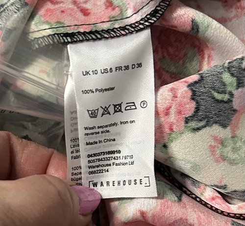 Warehouse Floral Short Sleeve Frill Trim Short Dress Size 10 BNWT - Picture 8 of 9