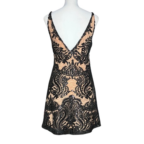 NWT Free People Black Lace Sequin Cocktail Party Mini Dress. Sz 0 XS. Whimsigoth - Picture 5 of 11