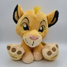 DISNEY PARKS Lion King Simba Plush Stuffed Animal 13 in Yellow Brown Soft Cuddly