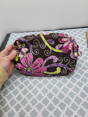 Vera Bradley Kosmetiktasche lila Lochmuster Kunststoff gefüttert Reißverschluss oben - Bild 4 von 7