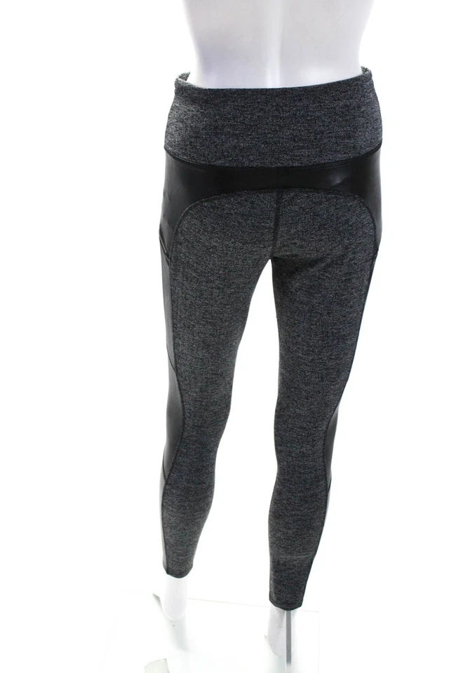 Leggings sin cordones con cremallera cintura elástica retazos gris talla S Athleta para mujer Foto 3 de 4